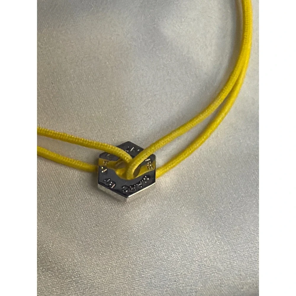 Marc by Marc Jacobs Yellow Cord Hex Nut Adjustable Bracelet Silver Tone NWT